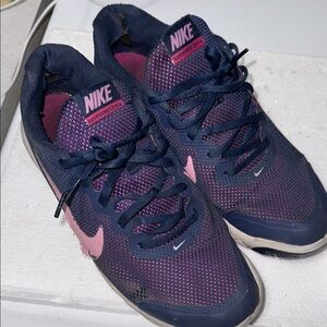 Nike Flex Experience RN Sneakers - Navy and Pink Accents